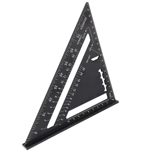 Vista 2 de Transportador de ángulo triangular de aleación de aluminio, herramienta de diseño de 7 pulgadas, herramienta de regla métrica de medición de diseño