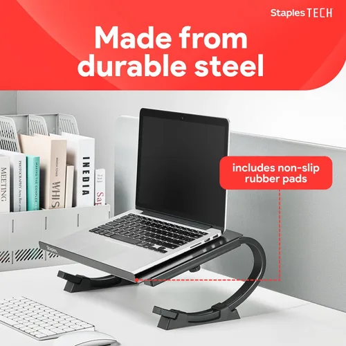 Vista 4 de Staples TECH - Soporte de acero ajustable para portátil, elevador curvado
