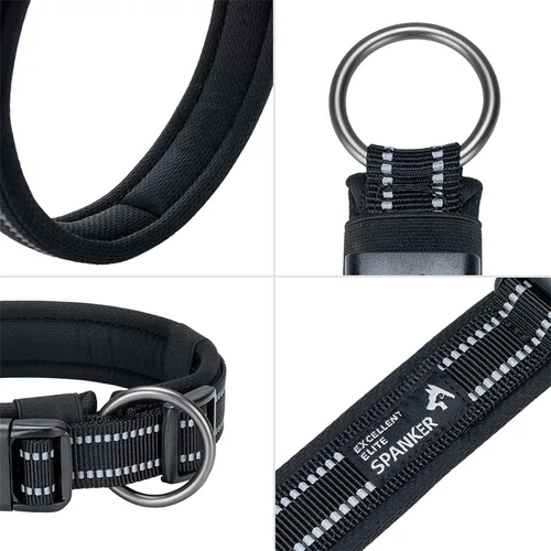 Vista 5 de EXCELLENT ELITE SPANKER Collar reflectante para perro, clásico, suave, acolchado, de nailon transpirable, ajustable, con hebilla de liberación