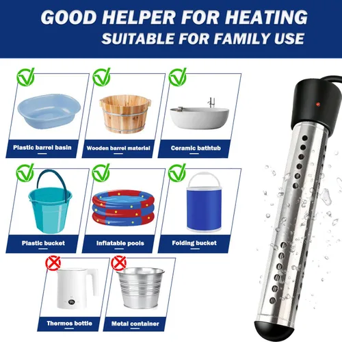 Vista 5 de Calentador de agua de inmersión portátil 2000W con termómetro LCD