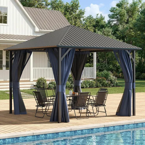 Vista 12 de UDPATIO Gazebo de techo rígido de 10 x 10 pies, para exteriores, resistente Gris