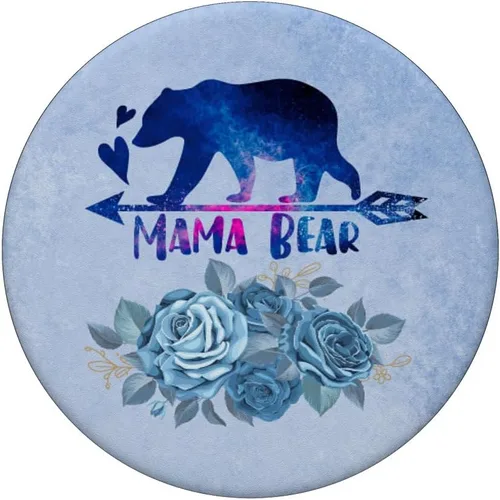 Vista 3 de Mama Bear Color Azul Burst Rose Flower Pop Grip para mamá mamá PopSockets PopGrip: agarre intercambiable para teléfonos y tabletas
