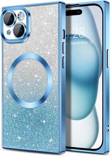 Vista 117 de Hython Funda para iPhone 13 Pro transparente con purpurina magnética [compatible con MagSafe] Protector completo de lente de cámara delgado