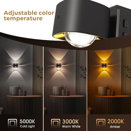 Vista 2 de L LOHAS LED Proyector de luz nocturna, luces nocturnas enchufables a la pared, 2000 K/3000 K/5000 K, luz nocturna de temperatura de color ajustable