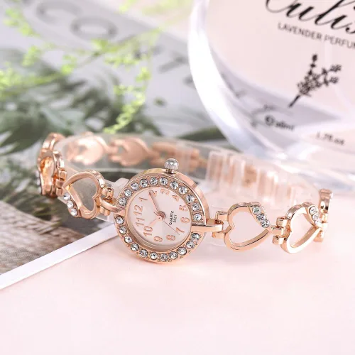 Vista 6 de ADSBIAOYE Reloj de pulsera de diamantes de lujo para mujer - Elegante correa de acero inoxidable hueco formal