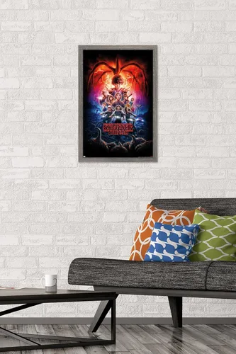 Vista 2 de Trends International Netflix Stranger Things: Season 2 - Póster de pared de una hoja, 22.4 pulgadas de largo x 14.7 pulgadas, versión enmarcada