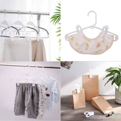 Vista 4 de Clips de plástico resistentes para colgar – multiusos para jeans, faldas, suéteres y pantalones (30 unidades, blanco)