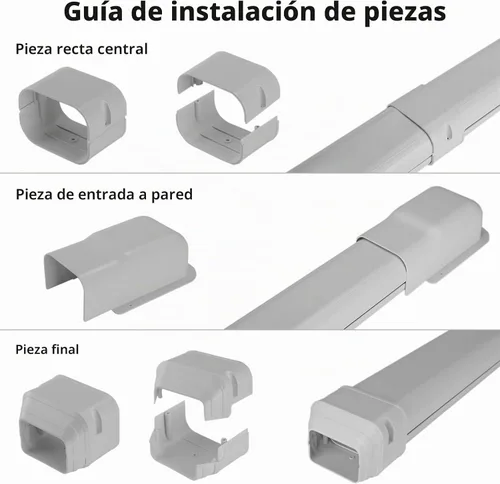 Vista 5 de TURBRO 3 '' W × 7.5' L Línea decorativa PVC Kit de cubierta para mini split y aire acondicionado central, sistemas de bombas de calor de CA Plateado