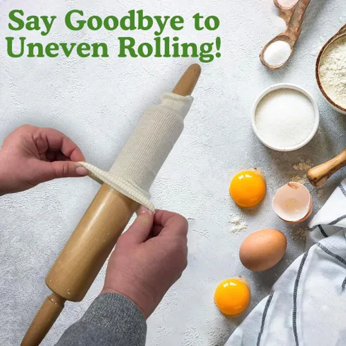 Vista 4 de Regency Wraps Cubierta de rodillo para enrollar masa antiadherente, 100% algodón absorbe el exceso de harina para que los pasteles salgan ligeros