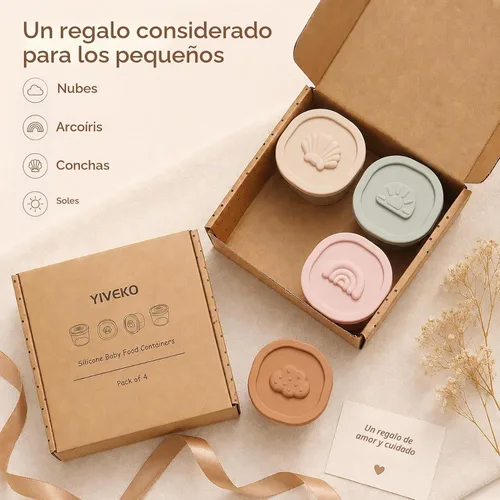 Vista 8 de Recipientes de comida para bebés con tapas, recipientes de silicona para almacenamiento de alimentos para bebés y niños pequeños, a prueba de fugas