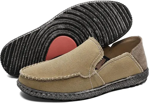 Vista 7 de Zapatos de lona sin cordones, antideslizantes, informales, planos, para exteriores, mocasines casuales para hombre de JAMONWU