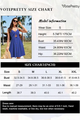 Vista 4 de VOTEPRETTY - Vestidos de playa para mujer, con estampa floral, cuello en V, nudo al frente, tirantes finos y bolsillos