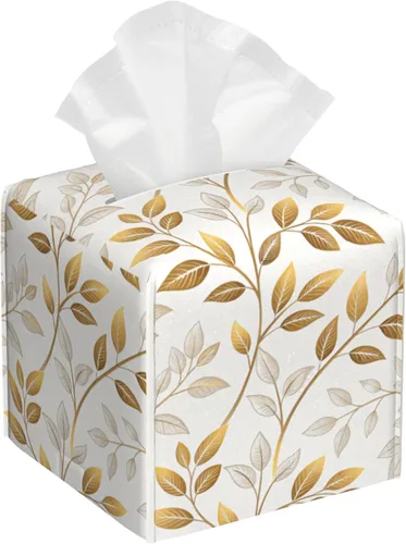 Vista 12 de Caja de pañuelos con diseño floral de amapola marrón con acuarela, diseño de flores abstractas de cuero, soporte decorativo para caja de papel