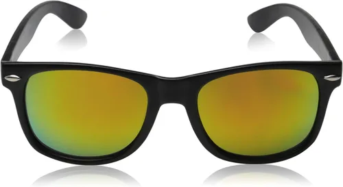 Vista 2 de Gafas de sol planas de color mate, reflectantes, lentes de gran tamaño con borde de cuerno