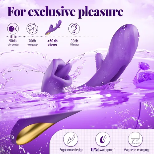 Vista 6 de Luzine Vibradores Juguetes Sexuales para Mujeres, Juguetes para Adultos Vibrador Dildo de Lengua con 7 Modos de Lamer y Aletear, Vibrador de Empuje