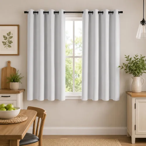 Vista 13 de Aquazolax Cortinas opacas de 45 pulgadas de largo, juego de 2 paneles para guardería, cortinas de tratamiento de ventanas con aislamiento térmico