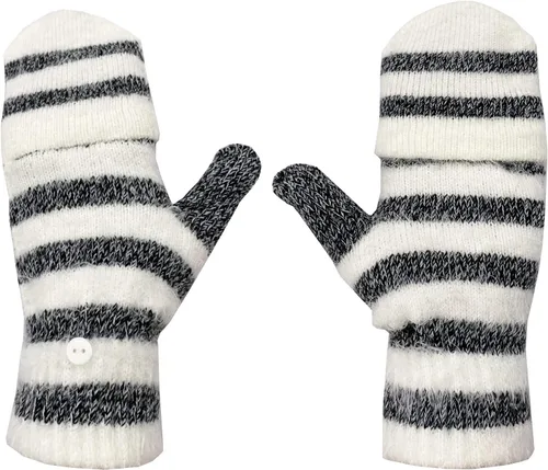 Vista 108 de Beurlike Guantes de invierno para mujer, de lana cálida, a prueba de viento, convertibles, sin dedos