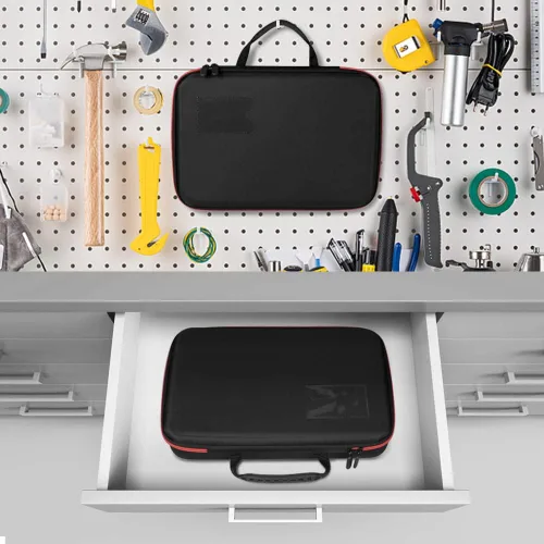 Vista 7 de Estuche organizador y soporte de almacenamiento de baterías con probador, bolsa de transporte impermeable, caja de seguridad