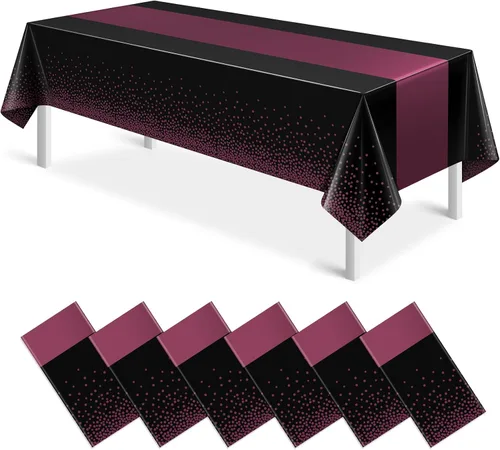 Vista 26 de MASHAN 1 mantel negro y azul para decoración de fiesta, mantel de plástico negro impreso azul, funda rectangular desechable para cumpleaños, boda