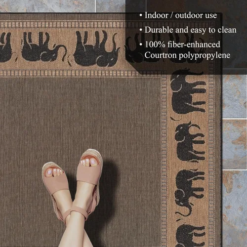 Vista 9 de Couristan Recife - Alfombra de área para interiores y exteriores, 7 pies 6 pulgadas x 10 pies 9 pulgadas, color negro cacao, alfombra duradera
