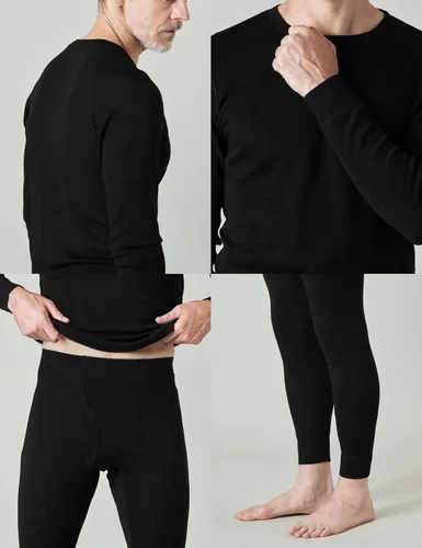 Vista 4 de LAPASA Men's 100% Merino Wool Base Layer Set M31/M126/M141/M144 Soft, itch-free long john thermal set with top & bottom, Lite, Midweight, and .Negro