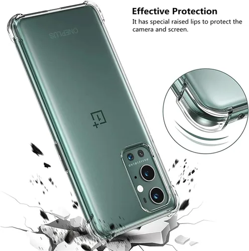 Vista 4 de iCoverCase Funda transparente para OnePlus 9 5G [compatible con versiones NA y de la UE], funda protectora de esquina a prueba de golpes, funda