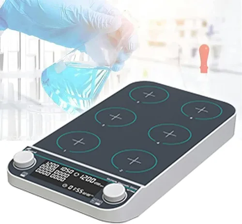 Vista 8 de Multi-Position Magnetic Stirrer, Laboratory Magnetic Mixer, Synchronizable & Asynchronous Run, Strong Magnetic Force, Rotating Speed/Timing(Mms4)