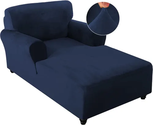 Vista 16 de FantasDecor Fundas de terciopelo de lujo para sala de estar, funda elástica para tumbona, ultra suave, lavable a máquina, color negro