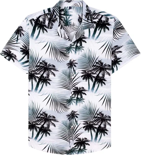 Vista 28 de Alimens & Gentle - Camisa de algodón estilo hawaiano para hombre, casual, de manga corta, ajuste regular 1609 rojo