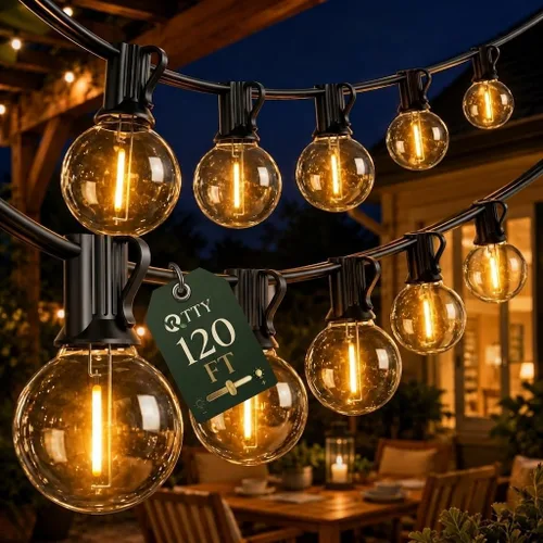 Vista 15 de RTTY Luces de Cadena para Exteriores de 25 pies, Luces Globo LED G40 para Patio con 13 Bombillas de Plástico, Irrompibles Impermeables Conectables