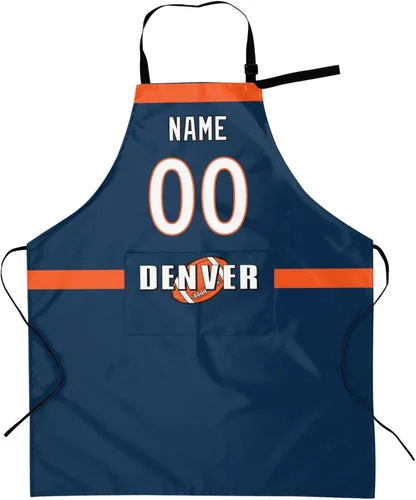 Vista 16 de Delantal con bolsillos, nombre personalizado y número, regalos personalizados para hombres y mujeres fanáticos del fútbol