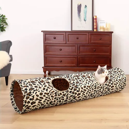 Vista 7 de PAWZ Road Túnel plegable XL para gatos gordos y conejos – Túnel de juego extra ancho para mascotas de 51 x 12 pulgadas con diámetro de 12 pulgadas
