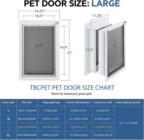 Vista 2 de Puerta para perro para pared, marco de acero, túnel telescópico y doble solapa de silicona de grado alimenticio, puerta grande para perros
