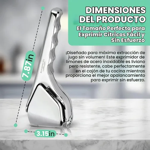 Vista 4 de Exprimidor de limón: exprimidor de cítricos compacto y resistente con mango ergonómico y filtro integrado, exprimidor manual de calidad premium