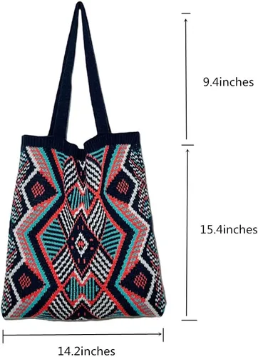 Vista 2 de Bolso de hombro bohemio de ganchillo para todos los días, bolso hippie hobo