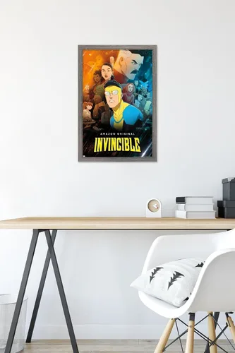 Vista 6 de Trends International Invincible - Póster de pared de hoja del grupo uno, 14.72 x 22.37 pulgadas, versión enmarcada de madera de granero