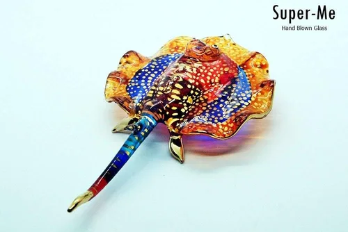Vista 4 de Stingray Marine Aquarium Figurine - Estudio de cristal soplado a mano para decorar la Navidad