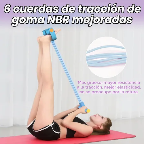 Vista 3 de Pedal Resistance Band with Handles, 6-Tubes Natural Rubber Exercise Band Full Blue