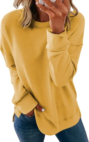 Vista 22 de Dokotoo Women's Casual Crew Neck Sweatshirt Loose Long Sleeve Pullover Tops Jade (Moonlight Jade)