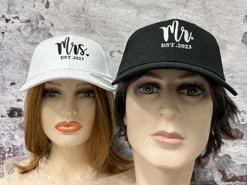 Vista 6 de Hepandy Sombreros de béisbol Mr and Mrs para hombre y mujer