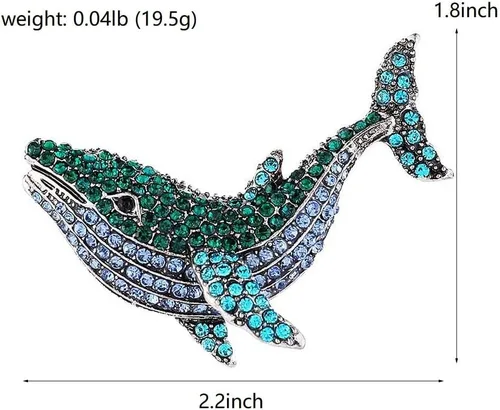 Vista 4 de ROFARSO Broche de delfín de cristal con diamantes de imitación, broche de pez de animales marinos para boda, fiesta, graduación, regalo, alfiler