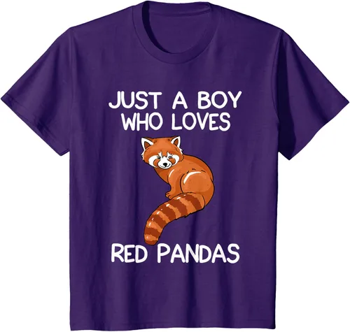 Vista 61 de Just A Boy Who Loves Red Pandas Gift - Camiseta con diseño de panda roja, Negro, S
