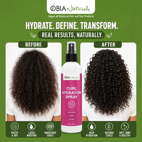 Vista 9 de OBIA Naturals Spray de hidratación para rizos – Hidratante refrescante, hidratante y nutritivo para cabello seco y rizos, 8 onzas.