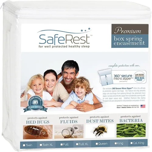 Vista 2 de SafeRest - Somier a prueba de chinches de primera calidad, probada en laboratorio, 100% impermeable, protección exclusiva con solapa de cremallera
