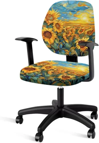 Vista 7 de Funda para silla de oficina, con temática de playa, funda elástica para silla de oficina, funda elástica de 2 piezas, funda para silla