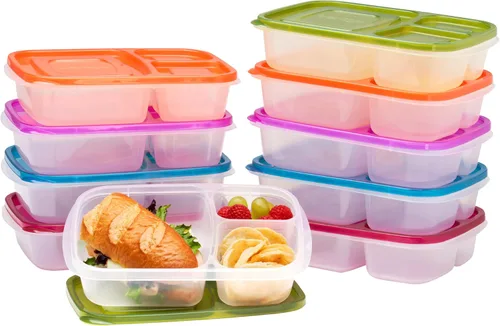 Vista 13 de Bentgo Easyboxes - Cajas de almuerzo apilables originales - Recipientes de comida reutilizables de 3 compartimentos para niños y adultos - Caja