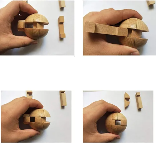 Vista 5 de Rompecabezas de madera hecho a mano con bola mágica, juego de inteligencia, rompecabezas de esfera para adultos