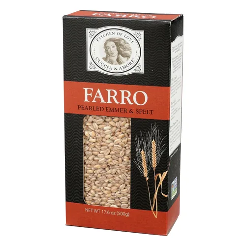Vista 8 de Cucina & Amore Pearled Farro from Italy 17.6 oz Pack of 8 Non-GMO, Whole Grain, High in Fiber, Vegan, Kosher Perfect for Soups, Salads, and More