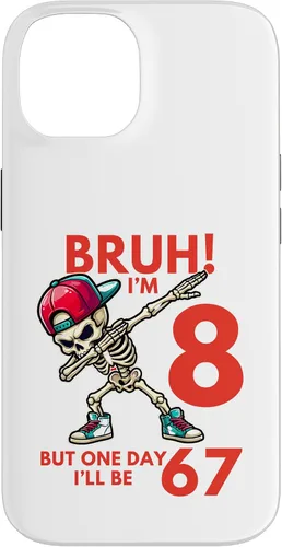 Vista 4 de Bruh I'm 8 But One-Day I'll Be 67 Retro 8th Birthday Kids Case for iPhone 17