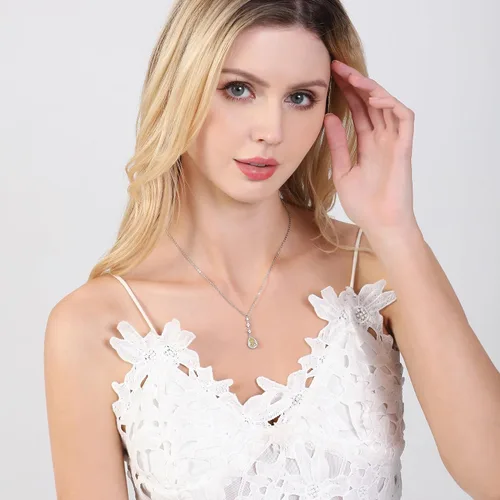 Vista 5 de TIANYU GEMS Collar con colgante de moissanita amarilla de 2 quilates para mujer, plata de ley chapada en oro amarillo de 18 quilates, pera amarilla